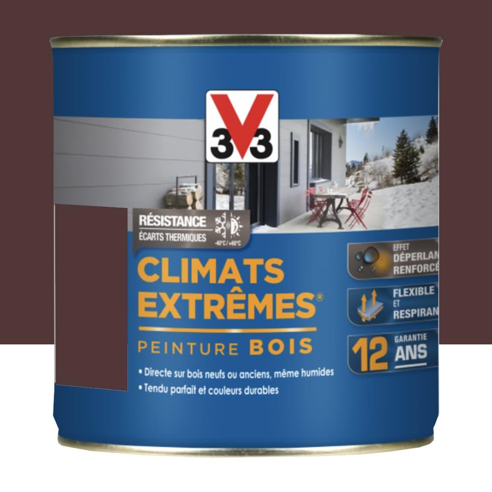Peinture bois V33 Climats Extrêmes Satin Rouge ombre - 0,5L Peinture bois V33 Climats Extrêmes Satin Rouge ombre - 0,5L