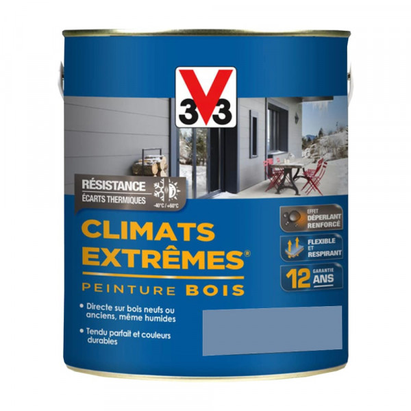 Peinture bois V33 Climats Extrêmes Satin Bleu provence - 2L