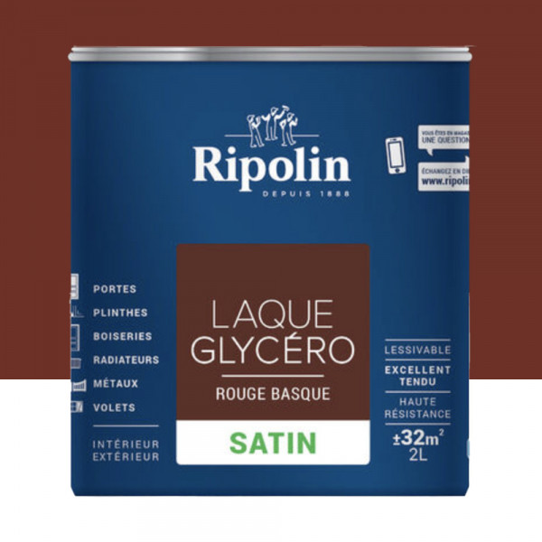 Laque Glycéro Ripolin Satin Rouge Basque - 2L