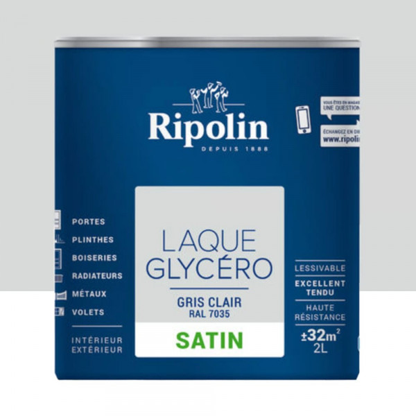 Laque Glycéro Ripolin Satin Gris Clair - 2L