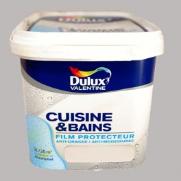 DULUX VALENTINE Peinture Acrylique Cuisine et Salle de Bains Béton gris Satin 2L DULUX VALENTINE Peinture Acrylique Cuisine et Salle de Bains Béton gris Satin 2L