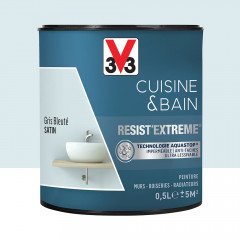 Peinture V33 Cuisine & Bain Resist'Extreme Satin Gris Bleuté 0.5L