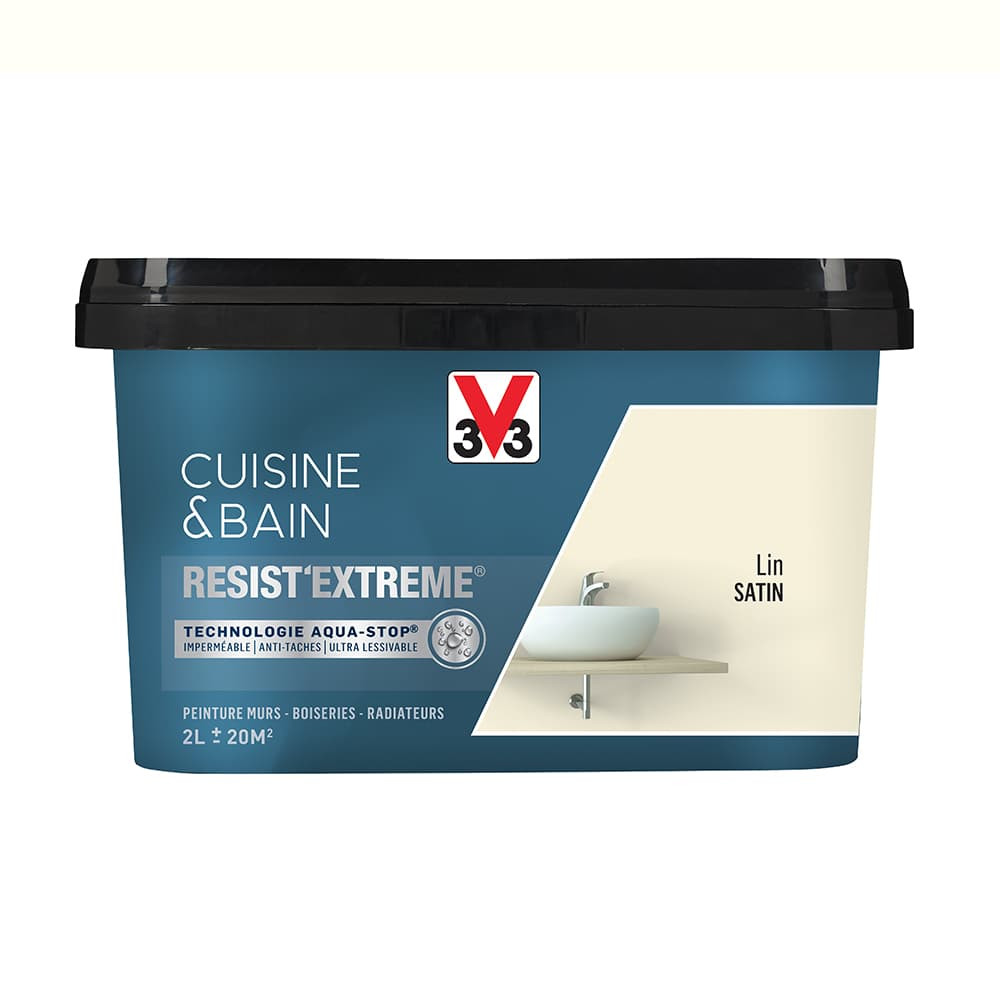 Peinture V33 Cuisine & Bain Resist'Extreme Satin Lin 2L Peinture V33 Cuisine & Bain Resist'Extreme Satin Lin 2L