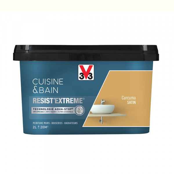 Peinture V33 Cuisine & Bain Resist'Extreme Satin Curcuma 2L
