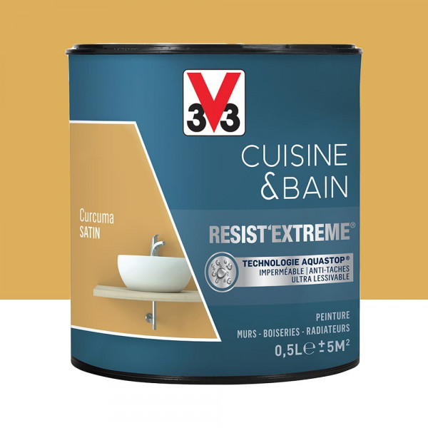 Peinture V33 Cuisine & Bain Resist'Extreme Satin Curcuma 0.5L