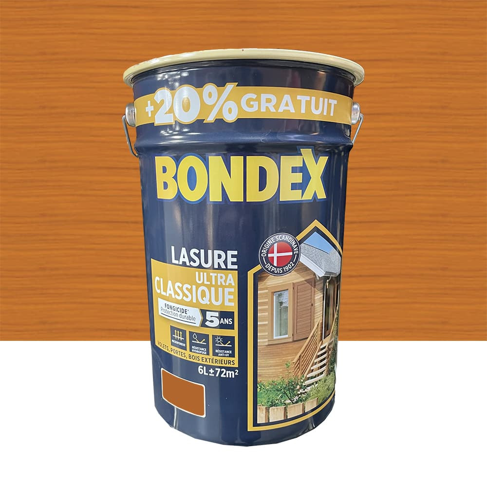 Lasure BONDEX Ultra Classique Fongicide 5 ans Pin d'orégon - 6L Lasure BONDEX Ultra Classique Fongicide 5 ans Pin d'orégon - 6L