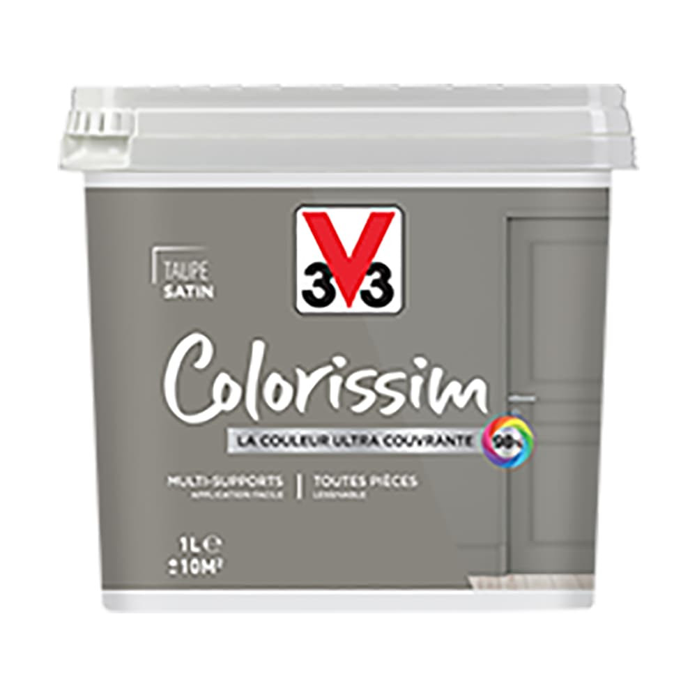 Peinture Multi-supports V33 Colorissim Satin Taupe - 1L Peinture Multi-supports V33 Colorissim Satin Taupe - 1L