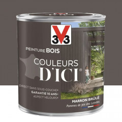 Peinture bois V33 Couleurs d'ICI Marron brûlé - 0,5L
