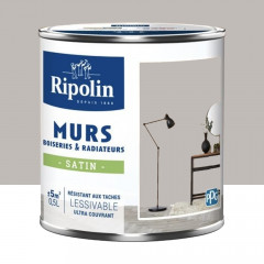 Peinture Murs, Boiseries, Radiateurs RIPOLIN Satin Gris lumière - 0,5L