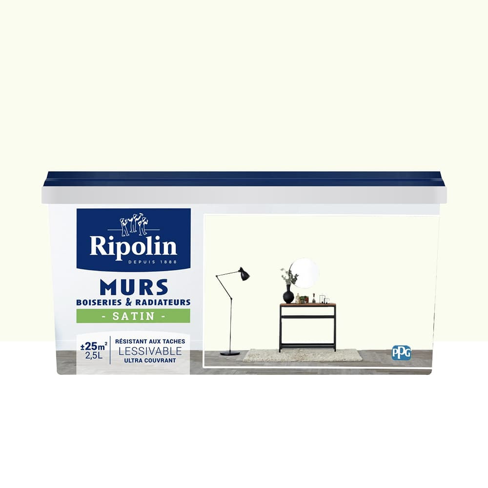 Peinture Murs, Boiseries, Radiateurs RIPOLIN Satin Blanc anzère - 2,5L Peinture Murs, Boiseries, Radiateurs RIPOLIN Satin Blanc anzère - 2,5L