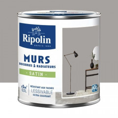 Peinture Murs, Boiseries, Radiateurs RIPOLIN Satin Gris urbain - 0,5L