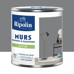 Peinture Murs, Boiseries, Radiateurs RIPOLIN Satin Gris Ardoise - 0,5L