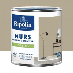 Peinture Murs, Boiseries, Radiateurs RIPOLIN Satin Beige cachemire - 0,5L