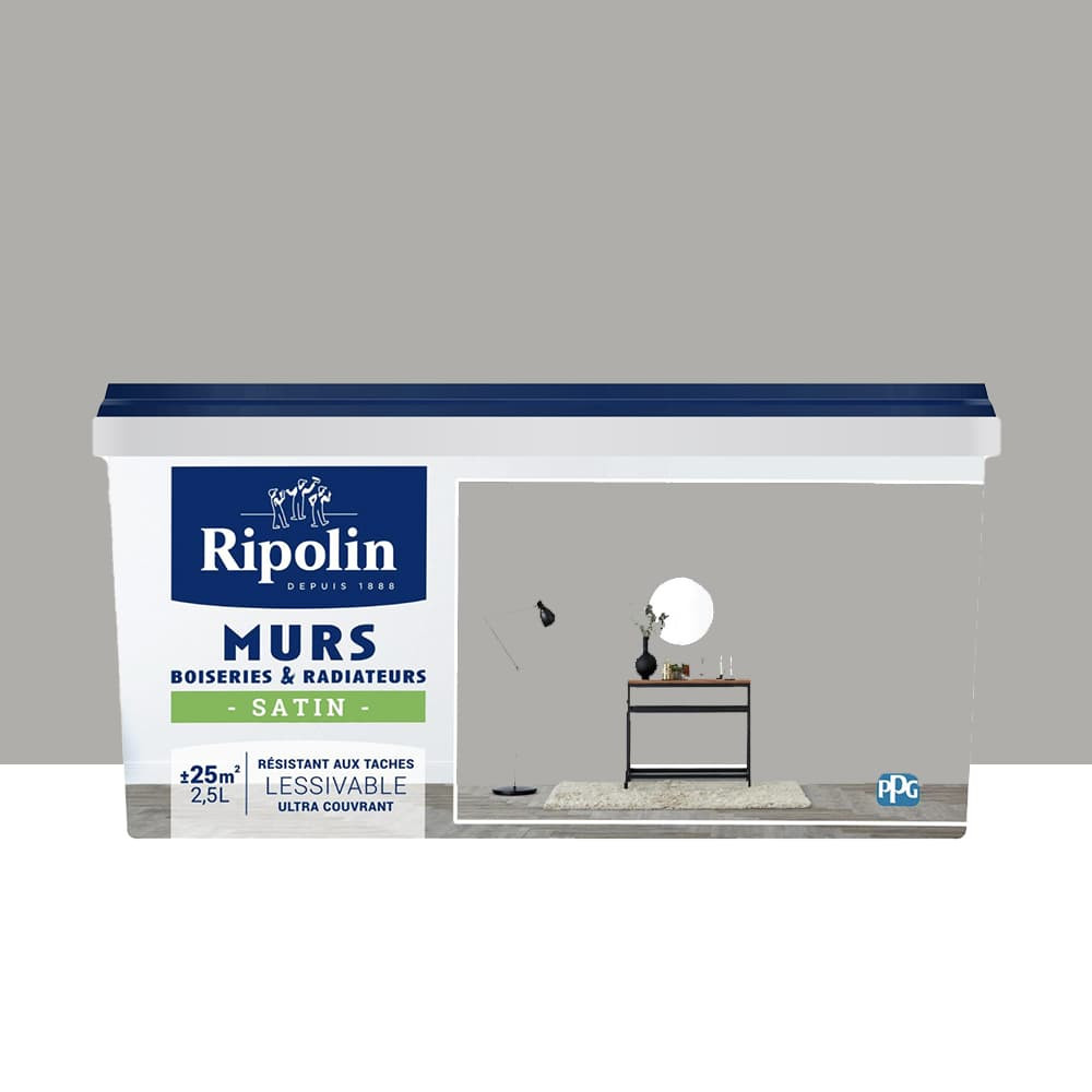 Peinture Murs, Boiseries, Radiateurs RIPOLIN Satin Gris Caire - 2,5L Peinture Murs, Boiseries, Radiateurs RIPOLIN Satin Gris Caire - 2,5L