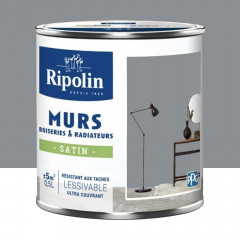 Peinture Murs, Boiseries, Radiateurs RIPOLIN Satin Gris Zinc - 0,5L