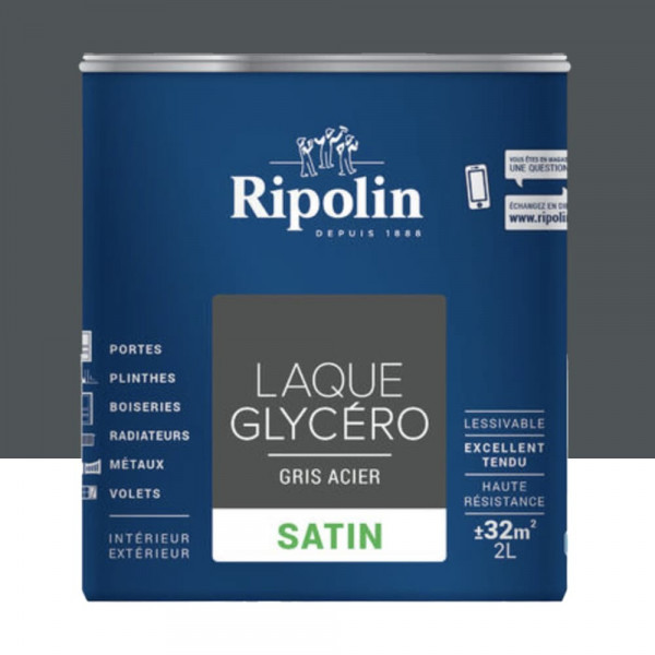 Laque Glycéro Ripolin Satin Gris Acier - 2L