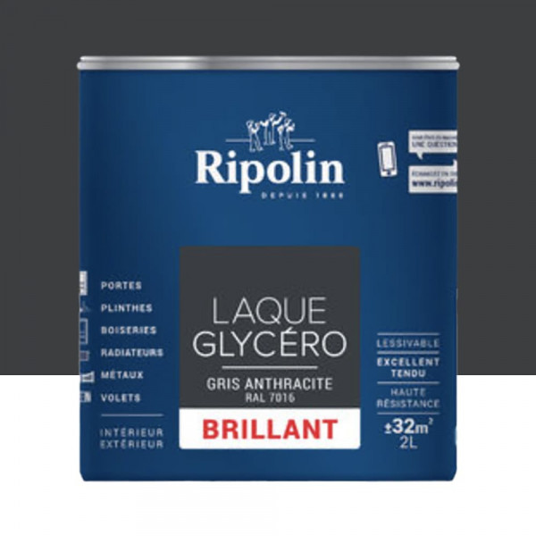 Laque Glycéro Ripolin Brillant Gris Anthracite - 2L