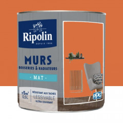 Peinture Murs, Boiseries, Radiateurs RIPOLIN Mat Orange folk - 0,5L