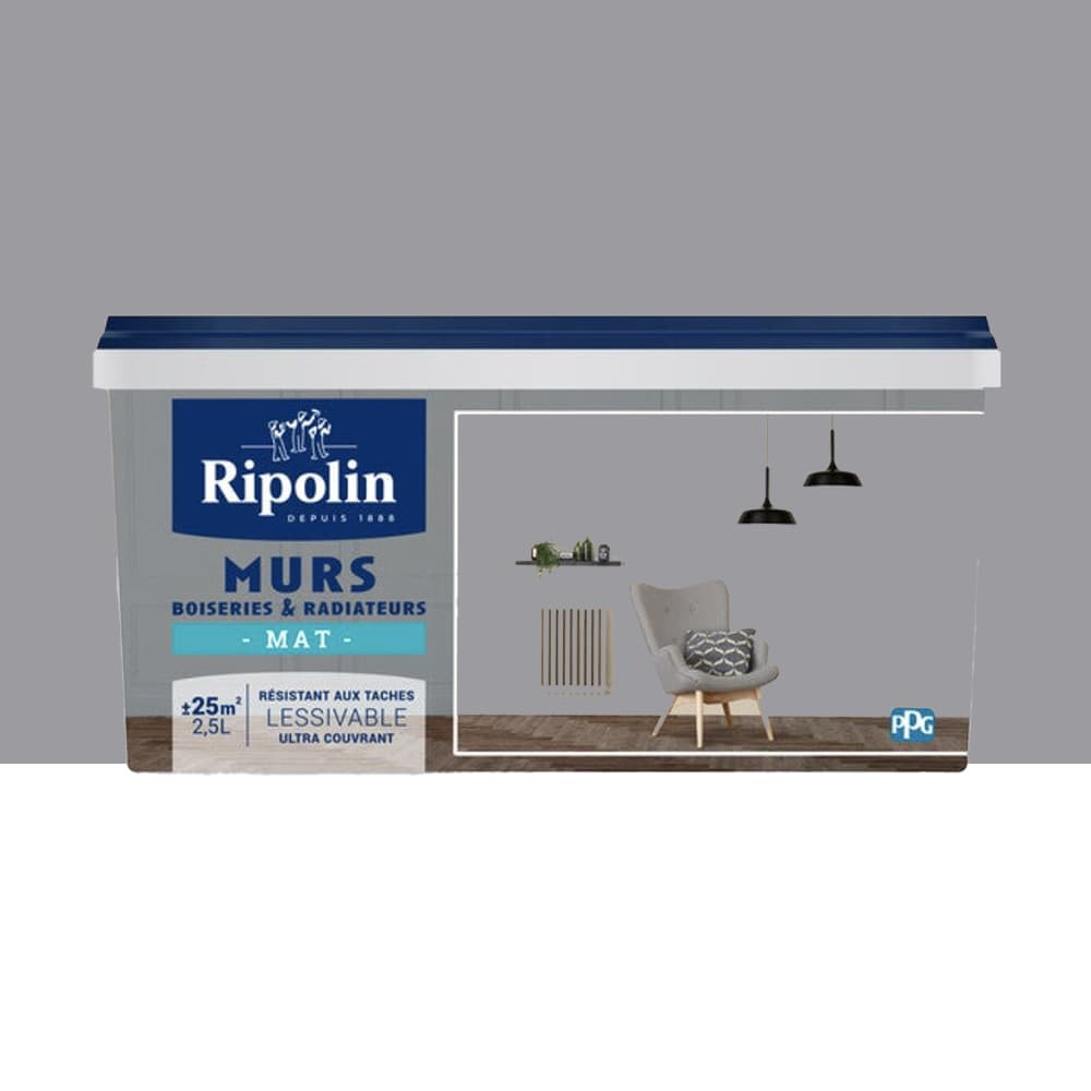Peinture Murs, Boiseries, Radiateurs RIPOLIN Mat Gris dauphin - 2,5L Peinture Murs, Boiseries, Radiateurs RIPOLIN Mat Gris dauphin - 2,5L