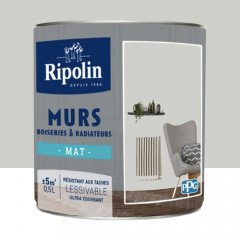 Peinture Murs, Boiseries, Radiateurs RIPOLIN Mat Gris Cétus - 0,5L