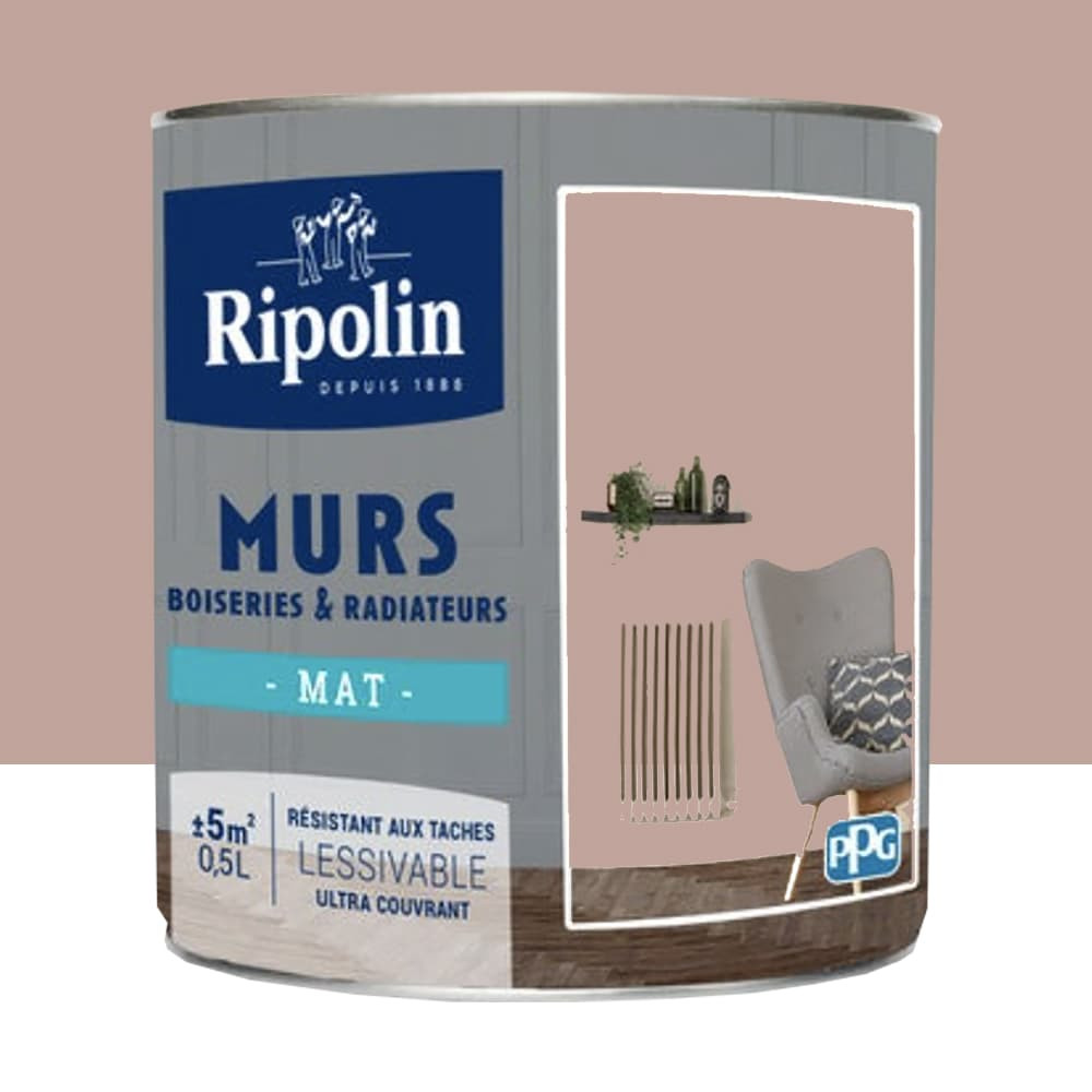 Peinture Murs, Boiseries, Radiateurs RIPOLIN Mat Brun Vénétie - 0,5L Peinture Murs, Boiseries, Radiateurs RIPOLIN Mat Brun Vénétie - 0,5L