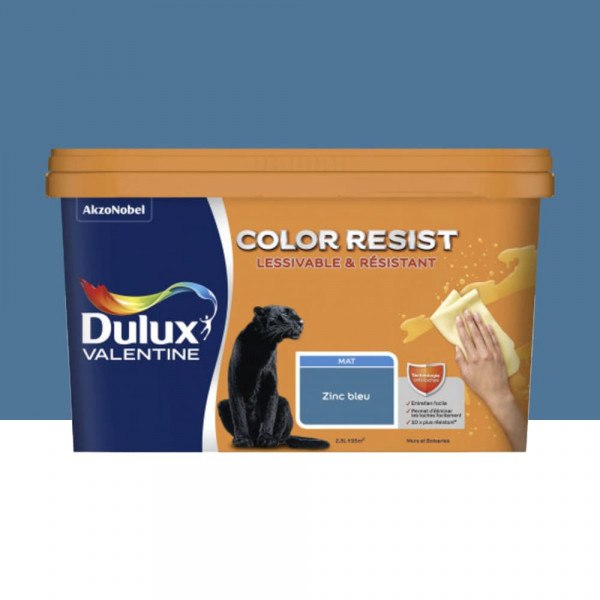 Peinture acrylique Dulux Valentine Color Resist Mat Zinc bleu - 2,5L
