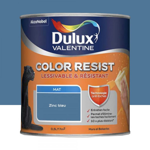 Peinture acrylique Dulux Valentine Color Resist Mat Zinc bleu - 0,5L