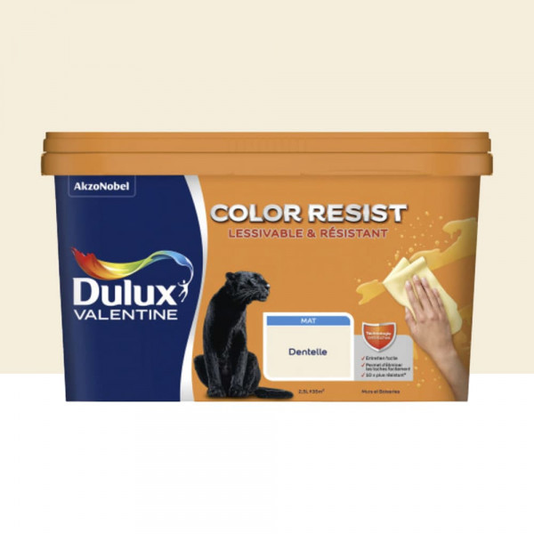Peinture acrylique Dulux Valentine Color Resist Mat Dentelle - 2,5L