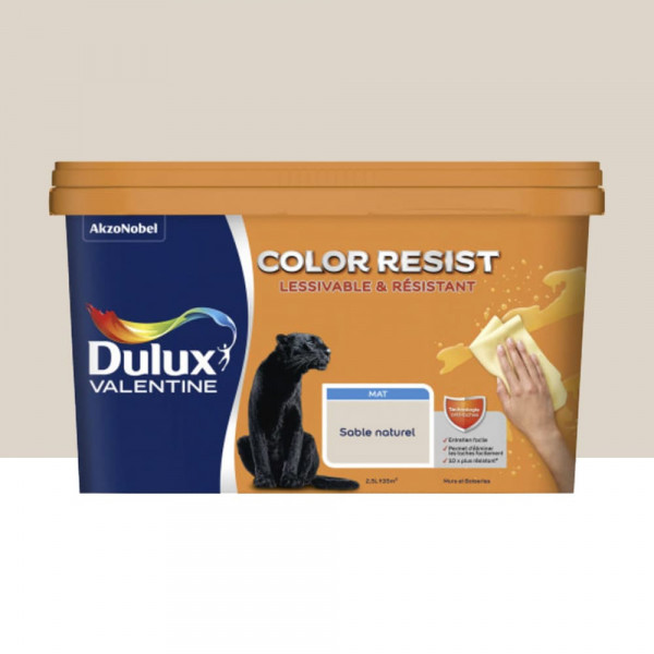 Peinture acrylique Dulux Valentine Color Resist Mat Sable naturel - 2,5L