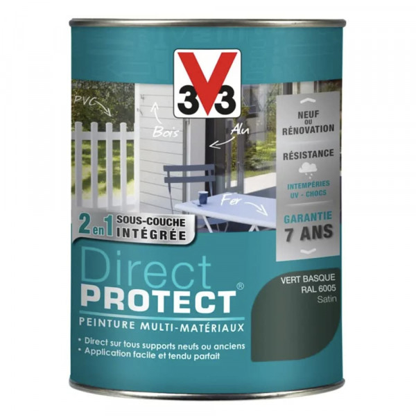Peinture Glycéro Multi-matériaux V33 Direct Protect Vert Basque - 1,5L