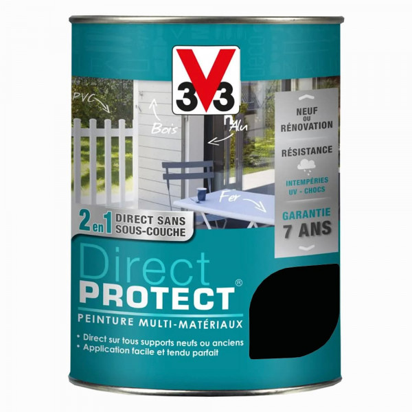 Peinture Glycéro Multi-matériaux V33 Direct Protect Noir - 1,5L