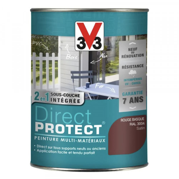 Peinture Glycéro Multi-matériaux V33 Direct Protect Rouge Basque - 1,5L