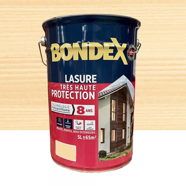 Lasure Très Haute Protection 8 ans BONDEX Polyuréthane Incolore - 5L