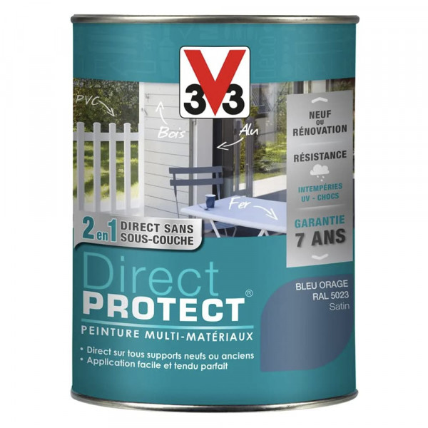 Peinture Glycéro Multi-matériaux V33 Direct Protect Bleu orage - 1,5L