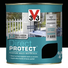 Peinture Glycéro Multi-matériaux V33 Direct Protect Noir mat poudré - 0,5L