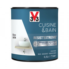Peinture V33 Cuisine & Bain Resist'Extreme Satin Blanc - 0,5L