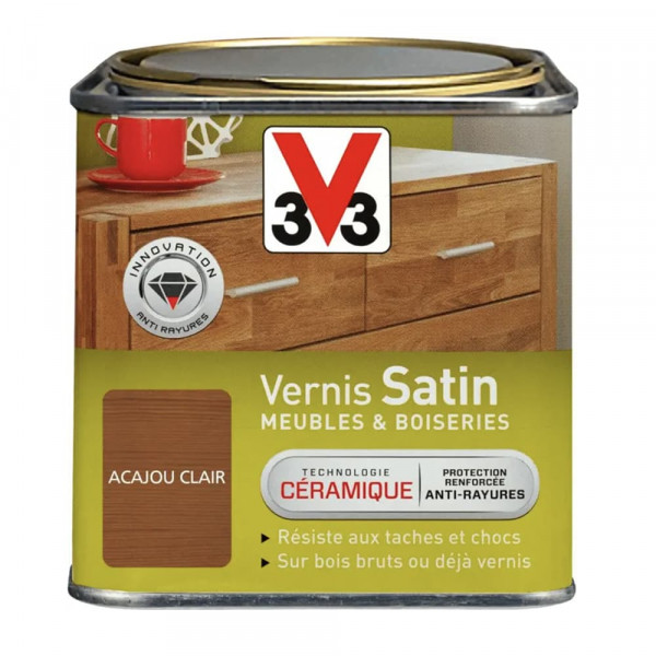 Vernis V33 Meubles et Boiseries Satin Acajou clair - 0,75L