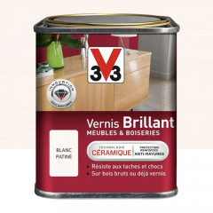 Vernis V33 Meubles et Boiseries Brillant Blanc patiné - 0,25L