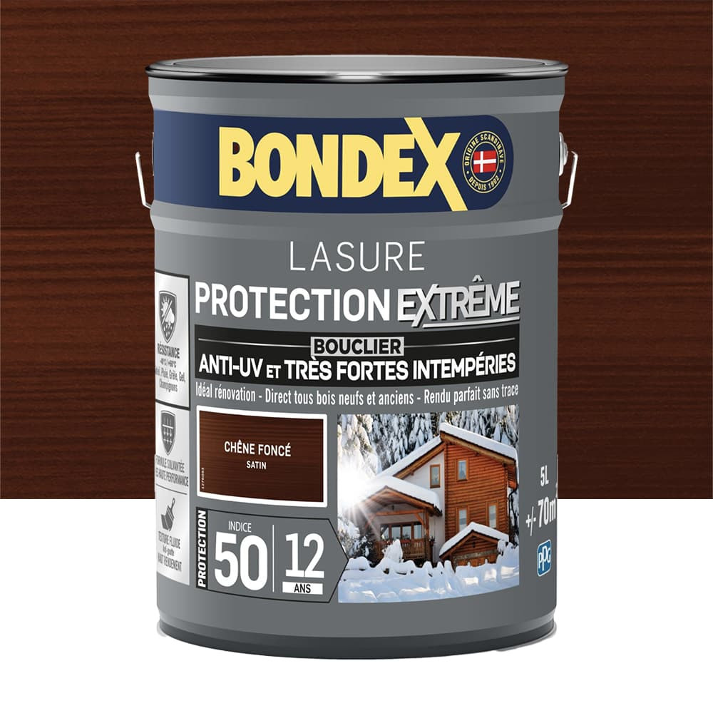 Lasure BONDEX Protection Extrême 12 ans Chêne foncé - 5L Lasure BONDEX Protection Extrême 12 ans Chêne foncé - 5L