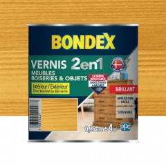 Vernis Bondex 2 en 1 incolore brillant 0,25 L