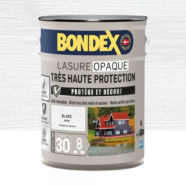 Lasure opaque BONDEX Très Haute Protection 8 ans Blanc - 5L