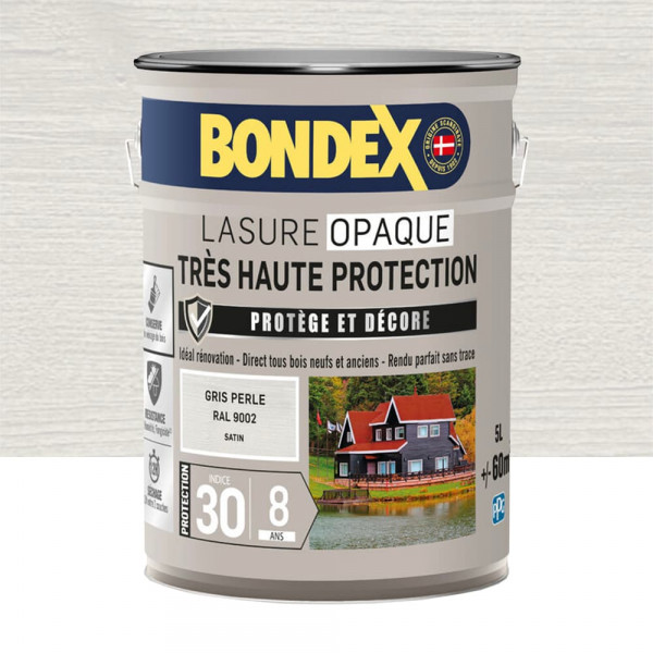 Lasure opaque BONDEX Très Haute Protection 8 ans Gris perle (ral 9002) - 5L