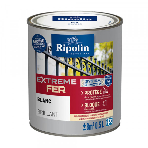 Peinture Fer RIPOLIN Extreme Fer Bi-Activ Blanc - 0,5L