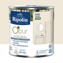 Peinture Murs, Boiseries, Radiateurs RIPOLIN OPur Satin Blanc Cassé - 0,5L