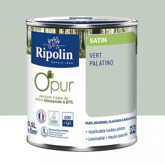 Peinture Murs, Boiseries, Radiateurs RIPOLIN OPur Satin Vert palatino - 0,5L