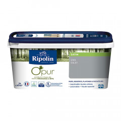 Peinture Murs, Boiseries, Radiateurs RIPOLIN OPur Satin Gris galet - 2L