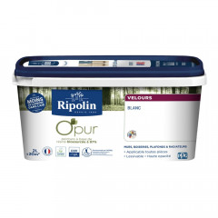 Peinture Murs, Boiseries, Radiateurs RIPOLIN OPur Velours Blanc - 2L