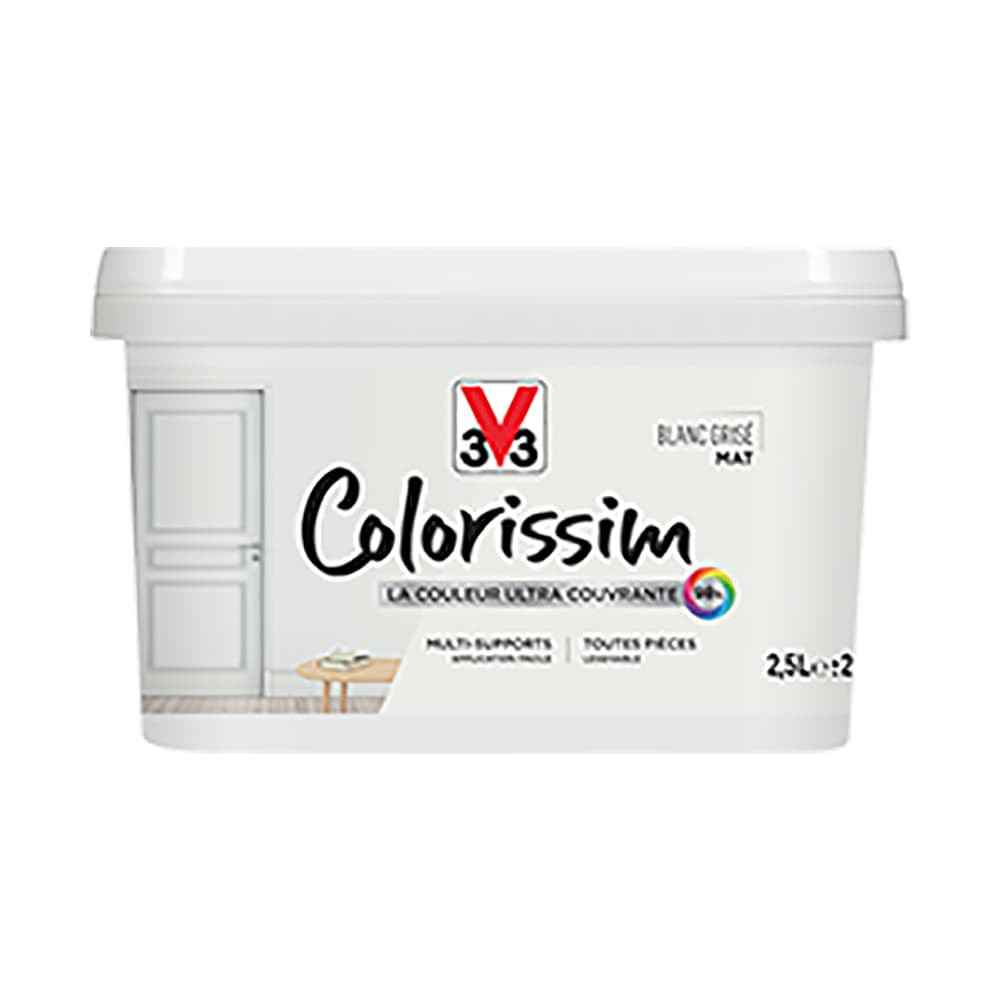 Peinture Multi-supports V33 Colorissim Mat Blanc grisé - 2,5L Peinture Multi-supports V33 Colorissim Mat Blanc grisé - 2,5L