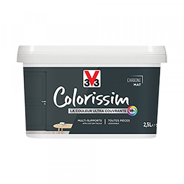 Peinture Multi-supports V33 Colorissim Mat Carbone - 2,5L