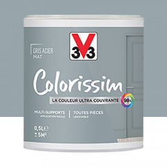 Peinture Multi-supports V33 Colorissim Mat Gris Acier - 0,5L